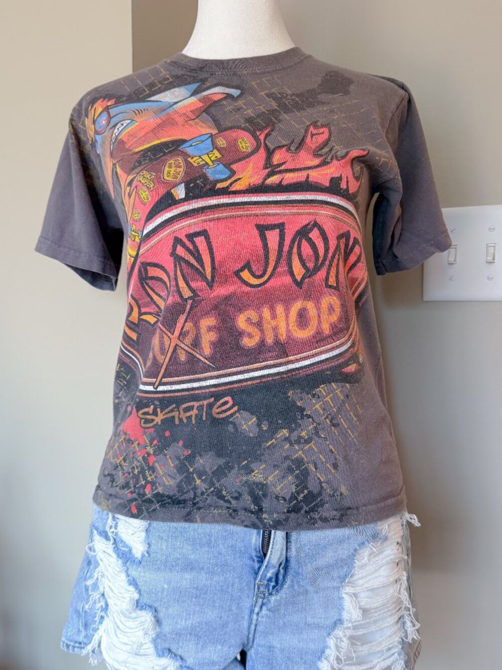 Vintage Ron Jon Surf Shop Faded Brown T-shirt - Size Youth Small